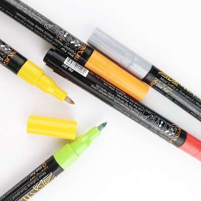 12 Colors  0.7MM  small point metal marker pen metallic pen for black card and glass